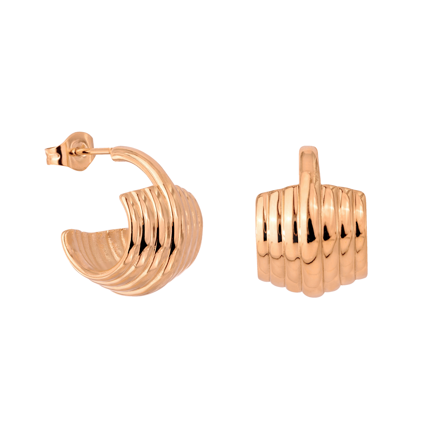 Winding Hoop Studs Rose Gold