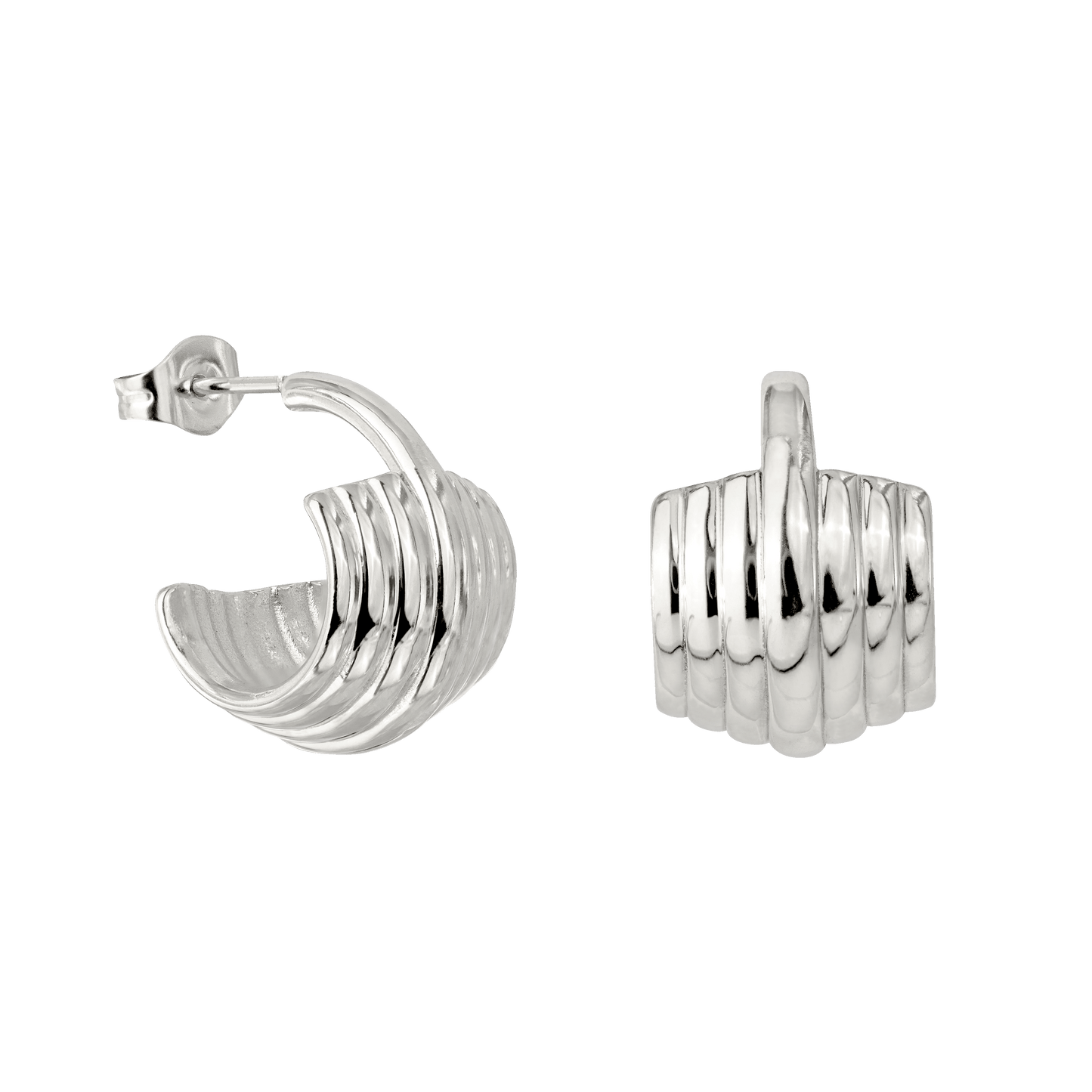 Winding Hoop Studs Silver