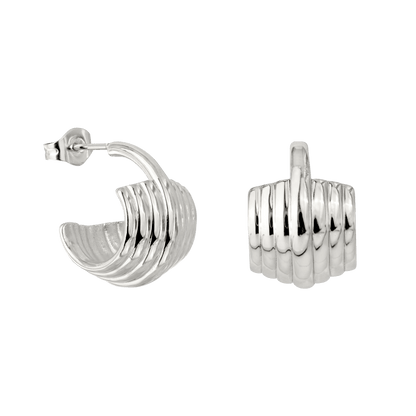 Winding Hoop Studs Silver