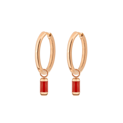 Coral Color Sierra Hoop Set Medium Rose Gold