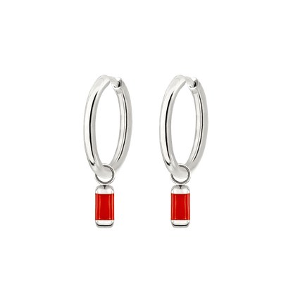 Coral Color Sierra Hoop Set Medium Silver