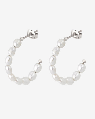 Pearly Leni Hoop Earrings Silver