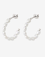 Pearly Leni Hoop Earrings Silver