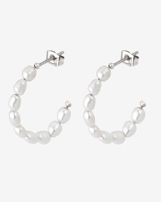 Pearly Leni Hoop Earrings Silver