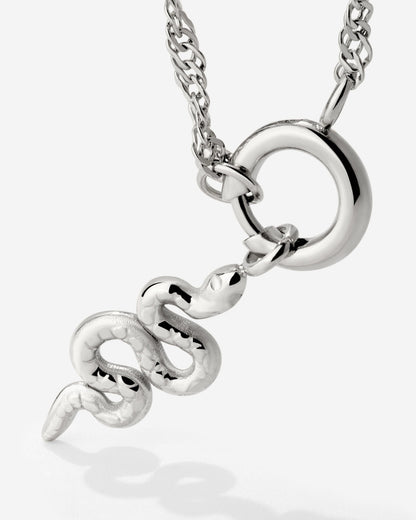 Serpent Singapore Chain Necklace Set Silver