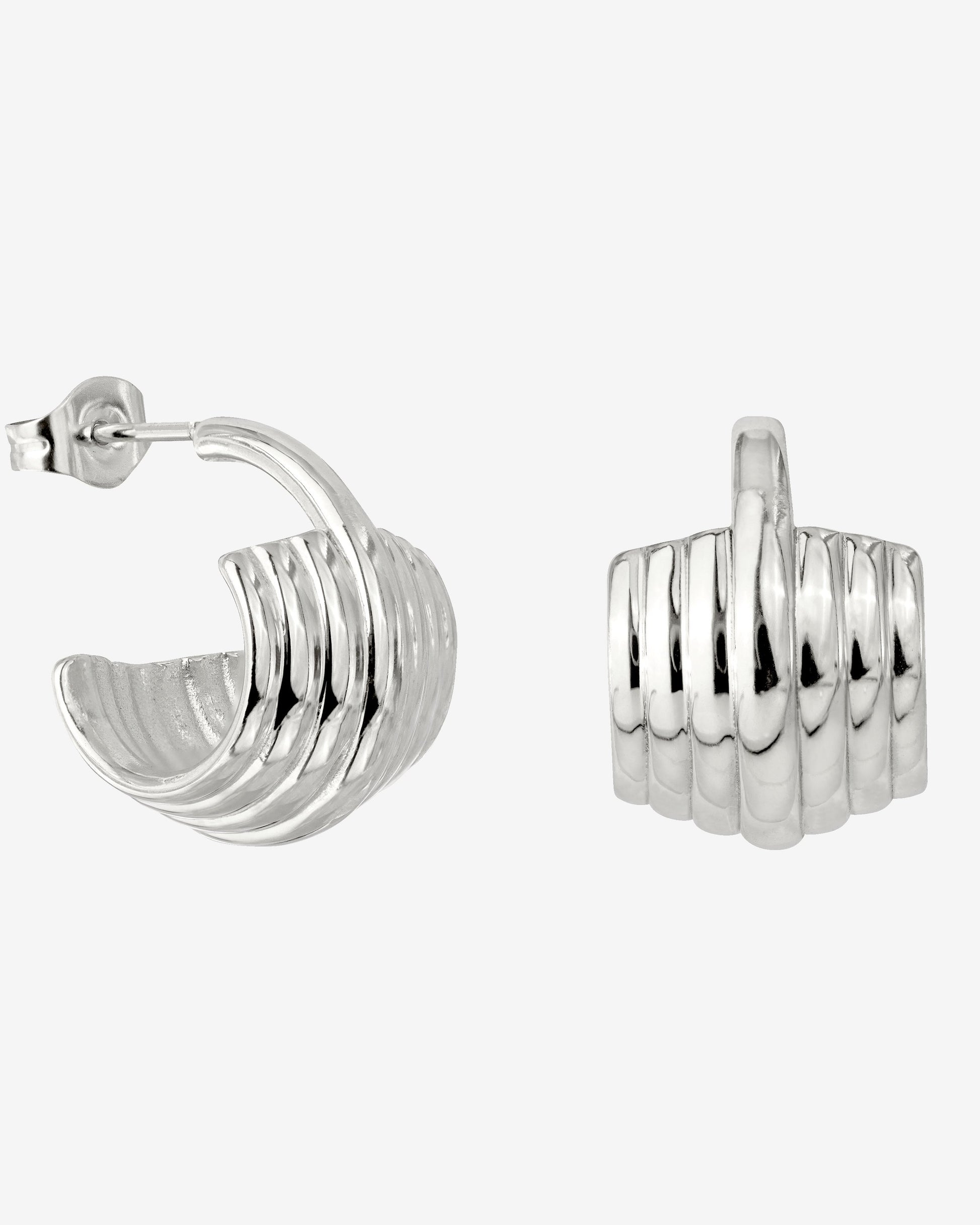 Winding Hoop Studs Silver