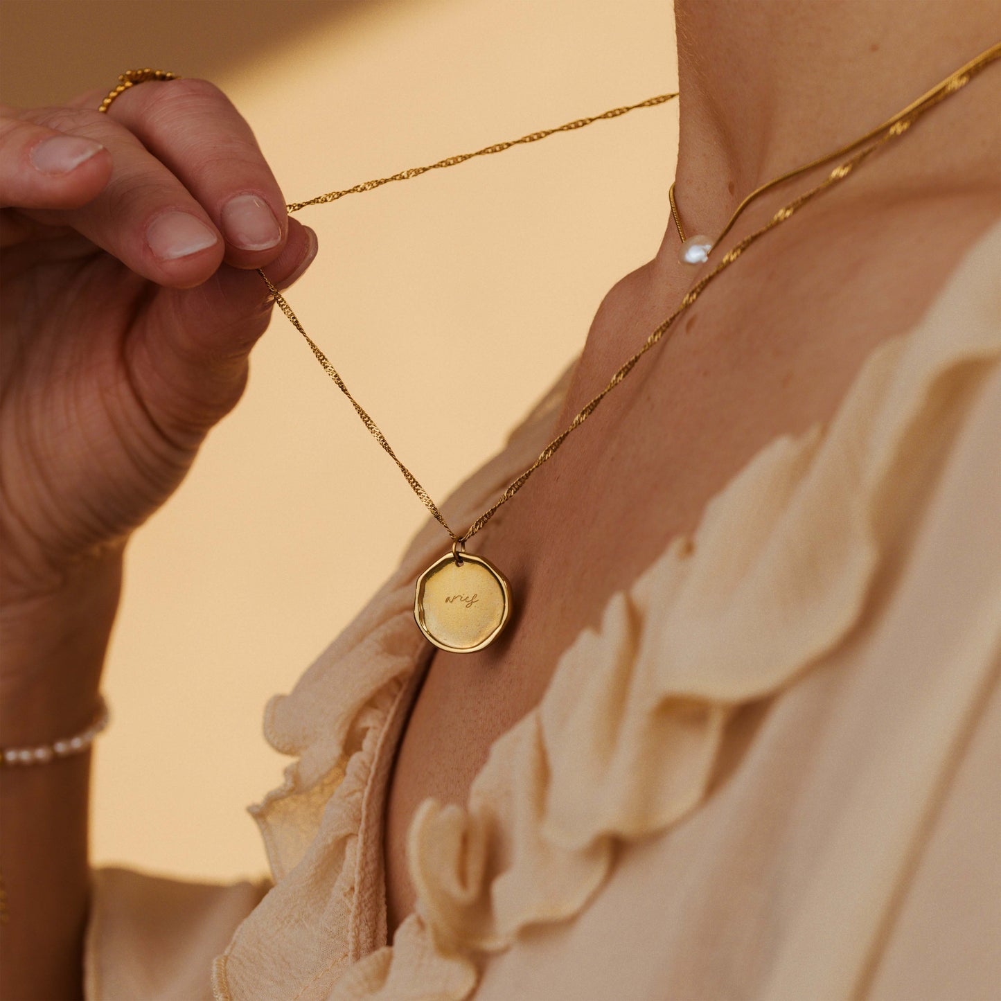 Zodiac Necklace – Aries Gold
