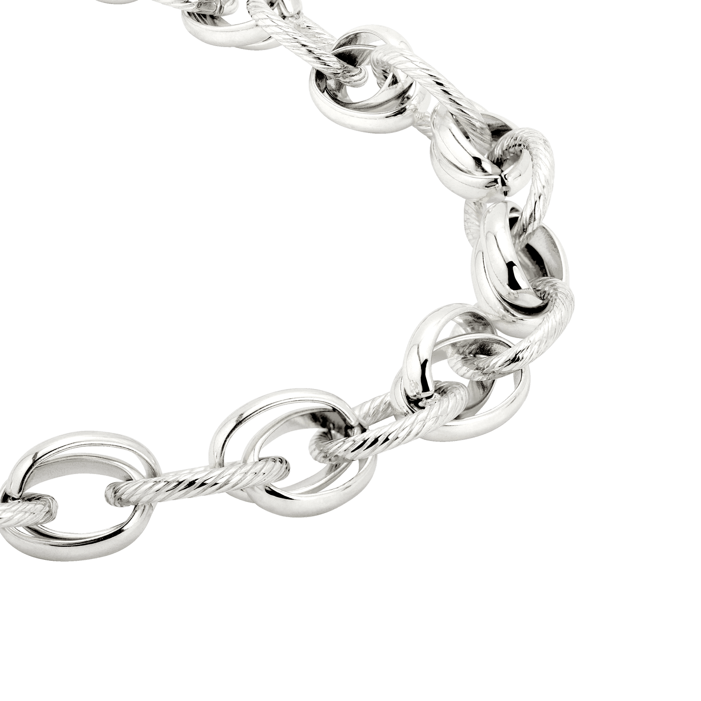 Chunky Twisted Links Bracelet Silver
