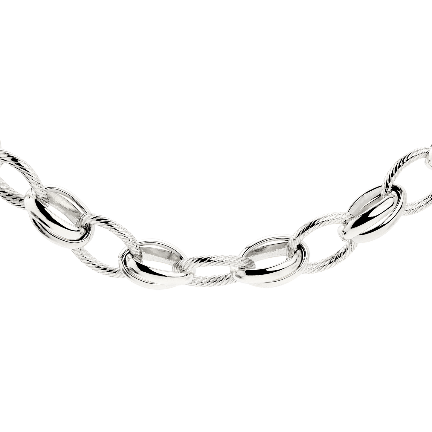 Chunky Twisted Links Necklace Silver