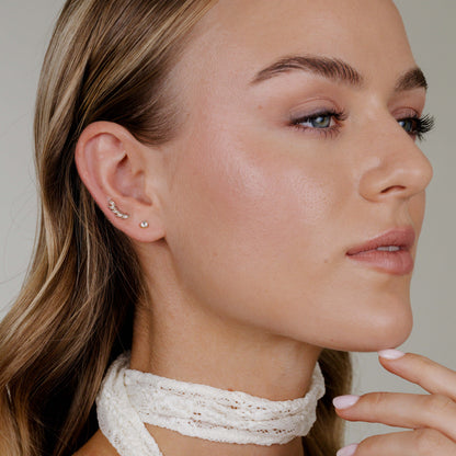 Sparkle Leaf Studs Silver