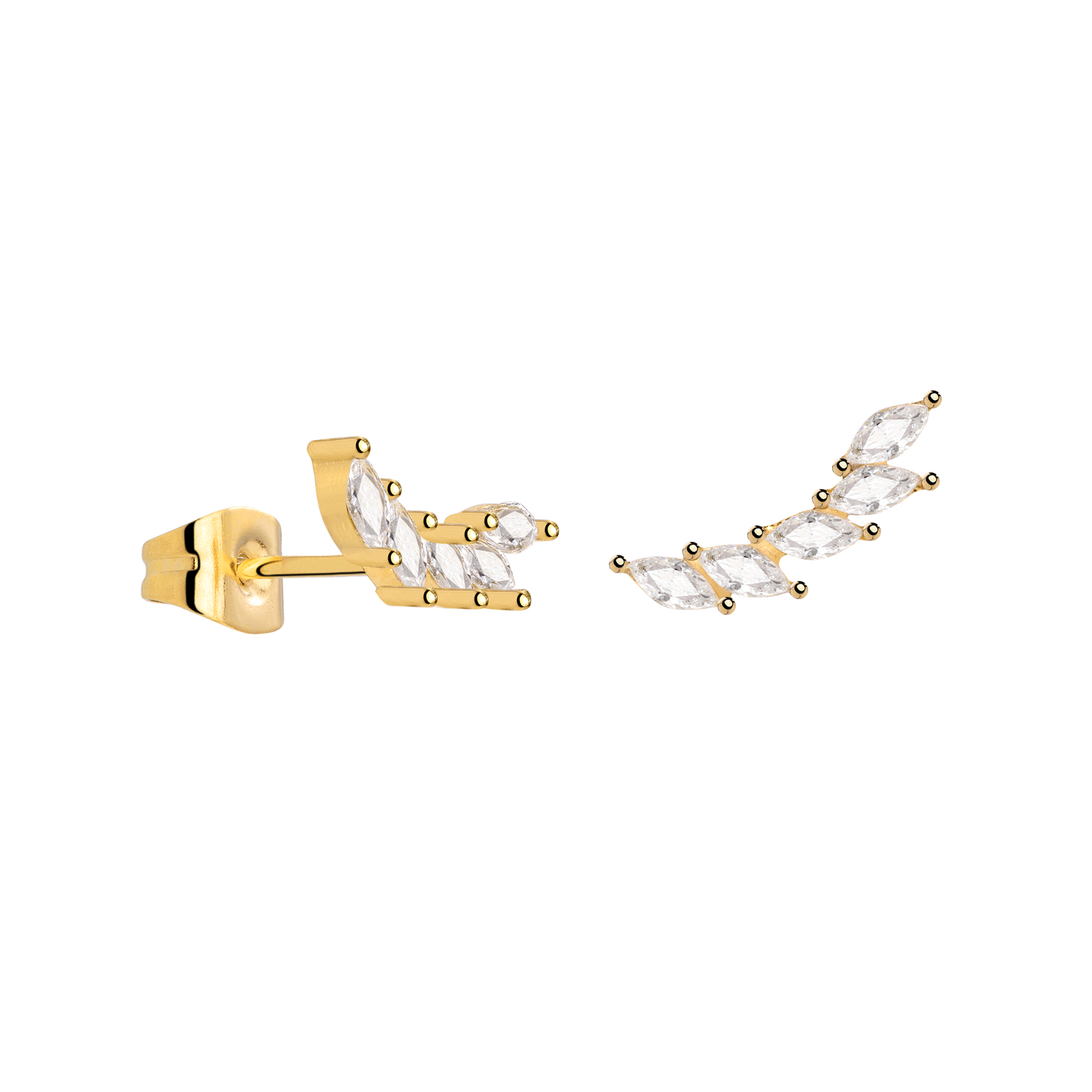 Sparkle Leaf Studs Gold