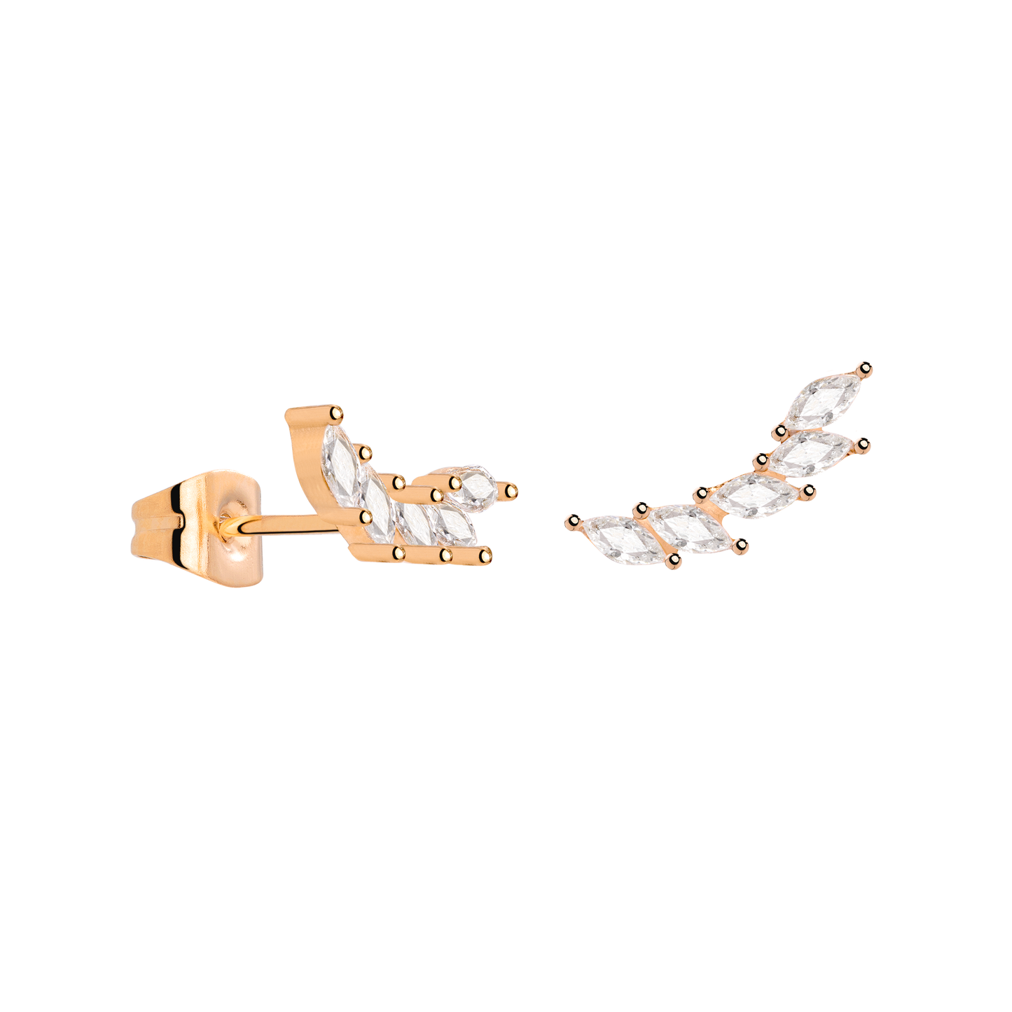 Sparkle Leaf Studs Rose Gold