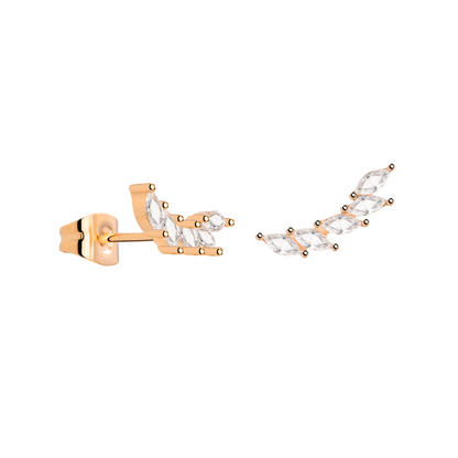 Sparkle Leaf Studs Rose Gold