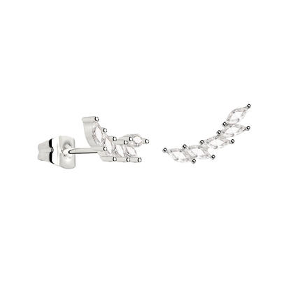Sparkle Leaf Studs Silver