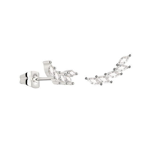 Sparkle Leaf Studs Silver