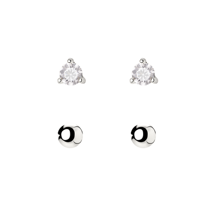 Delicate Bead Stud Bundle Silver