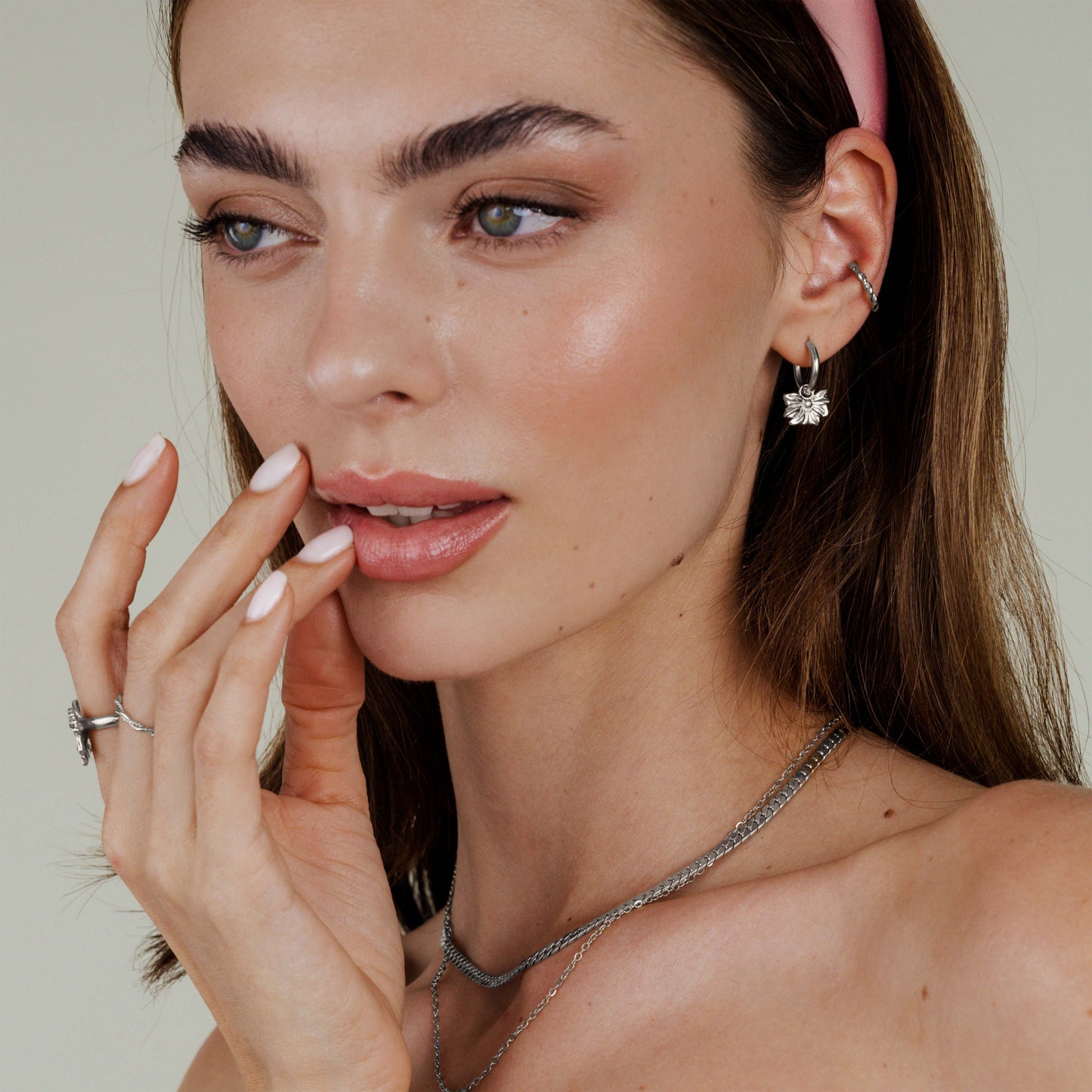Eternal Bloom Hoop Set Small Silver