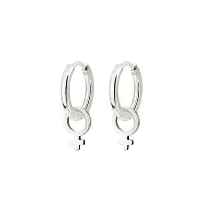 Female Icon Hoop Set Small Silver