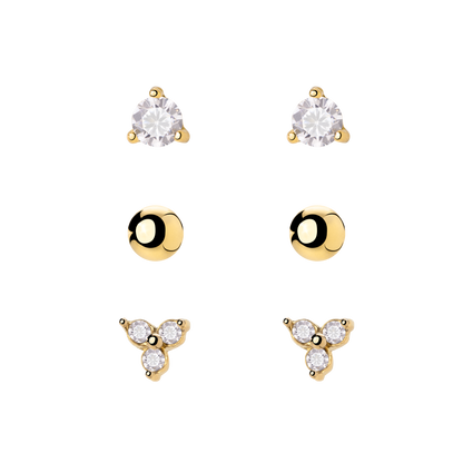 Glimmer Trio Stud Bundle Gold