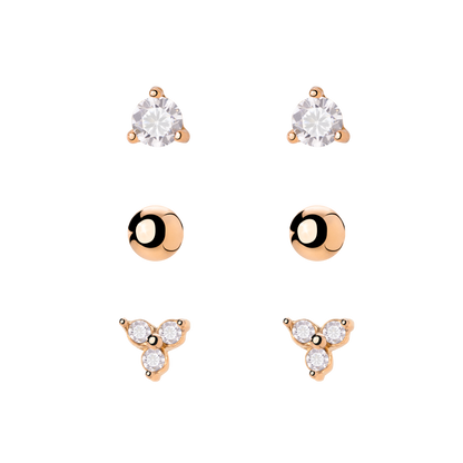 Glimmer Trio Stud Bundle Rose Gold