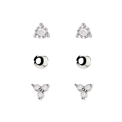 Glimmer Trio Stud Bundle Silver