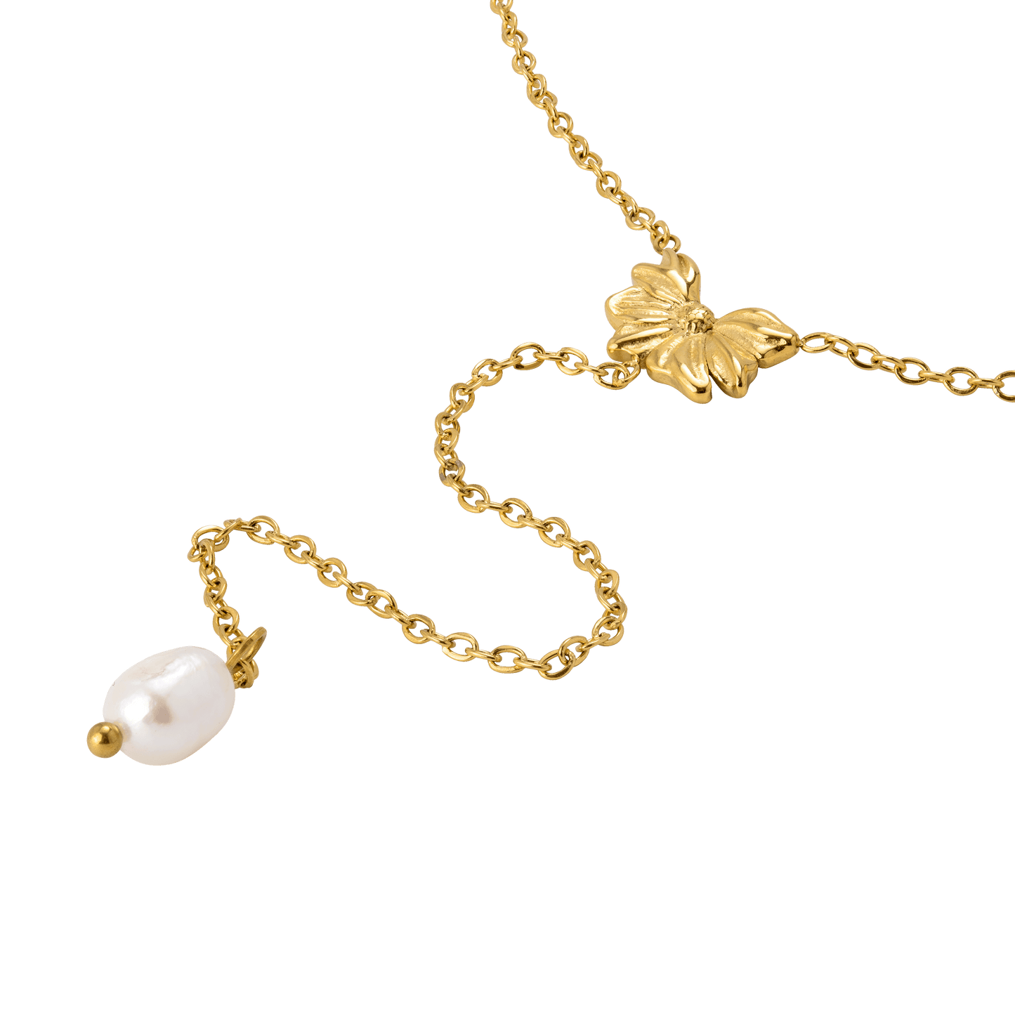 Petal Pearl Y-Necklace Gold