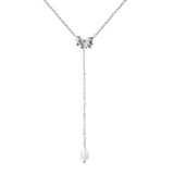 Petal Pearl Y-Necklace Silver