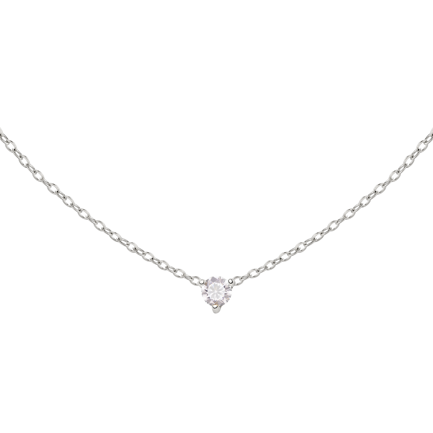 Solitaire Stone Choker Silver