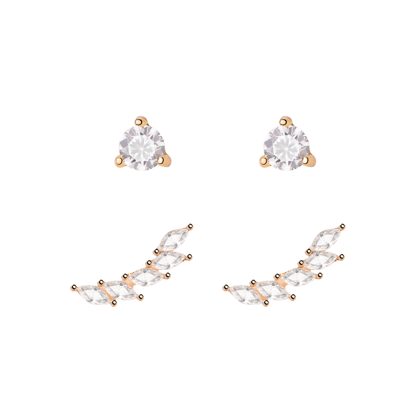Sparkle Leaf Stud Bundle Rose Gold