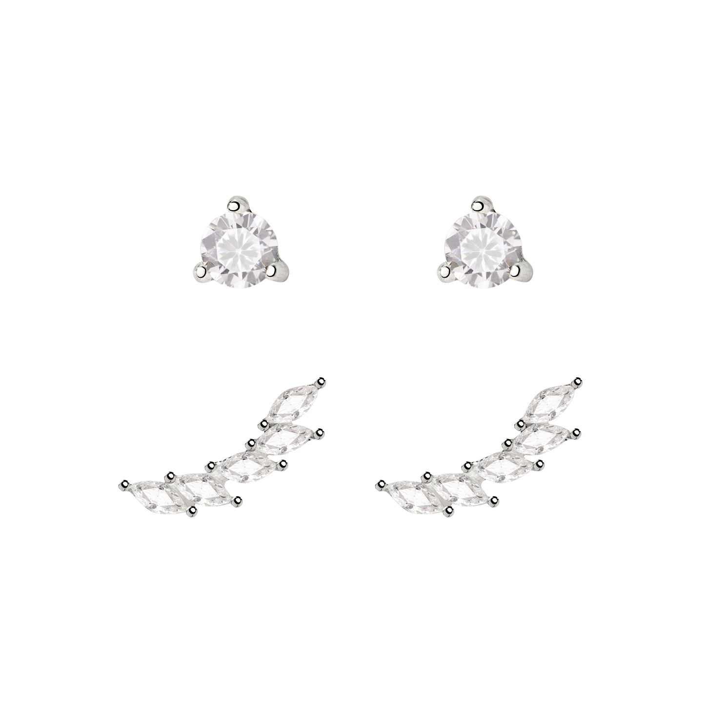 Sparkle Leaf Stud Bundle Silver