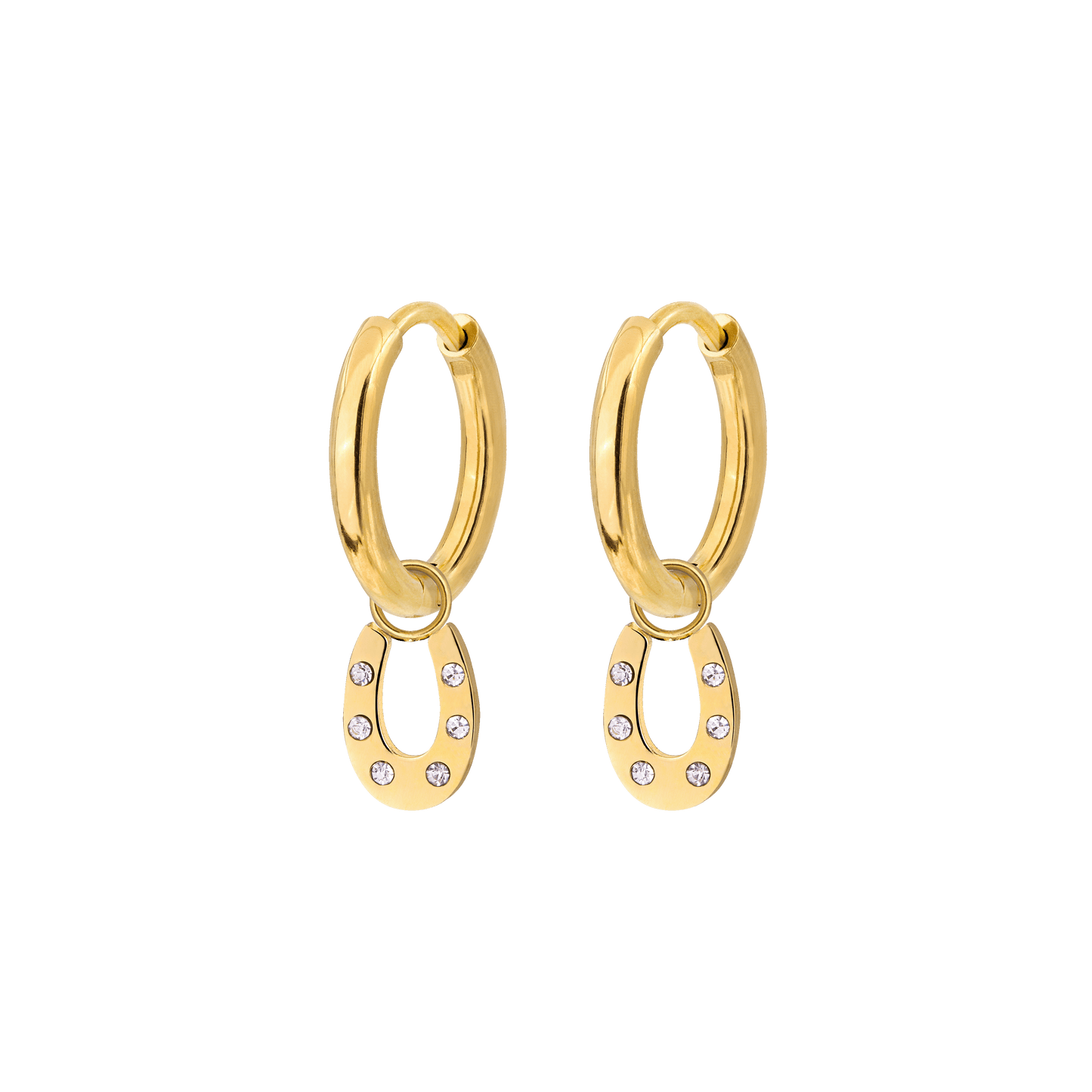 Blinged Horseshoe Hoop Set Small Gold