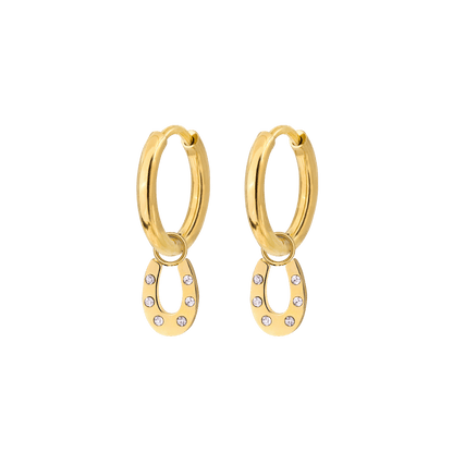 Blinged Horseshoe Hoop Set Small Gold