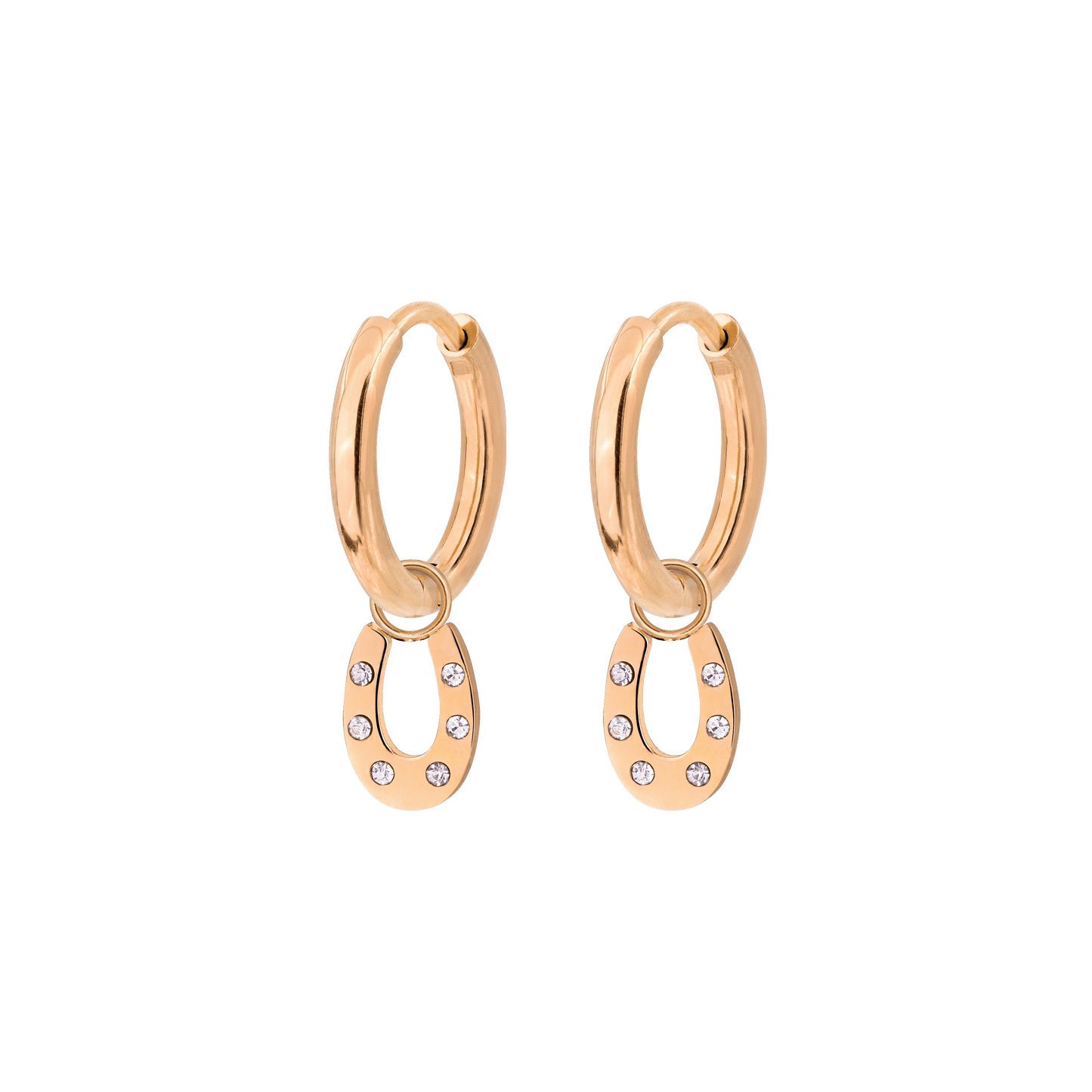 Blinged Horseshoe Hoop Set Small Rose Gold
