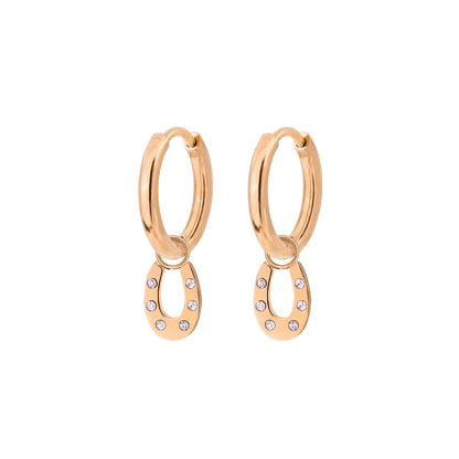 Blinged Horseshoe Hoop Set Small Rose Gold