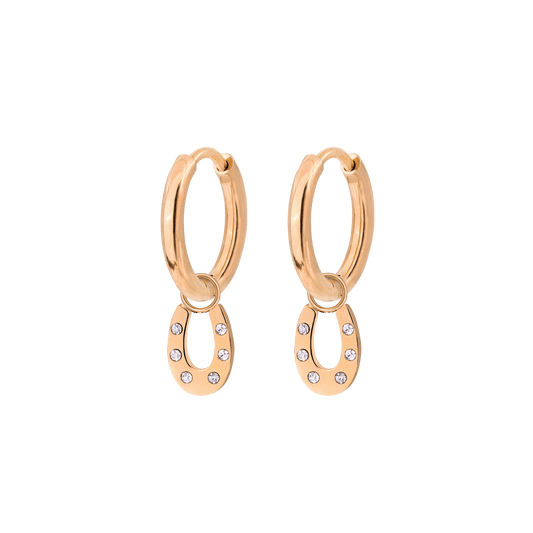 Blinged Horseshoe Hoop Set Small Rose Gold
