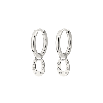 Blinged Horseshoe Hoop Set Small Silver