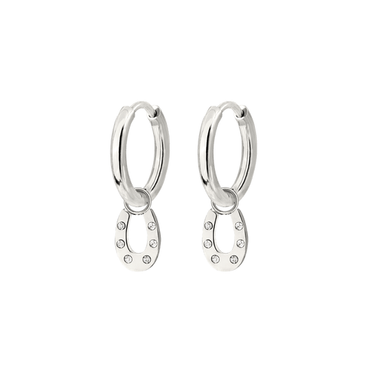 Blinged Horseshoe Hoop Set Small Silver