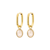 Blush Quartz Oval Hoop Set Baby Gold