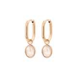 Blush Quartz Oval Hoop Set Baby Rose Gold