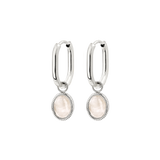 Blush Quartz Oval Hoop Set Baby Silver