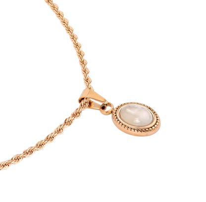 Blush Quartz Necklace Rose Gold
