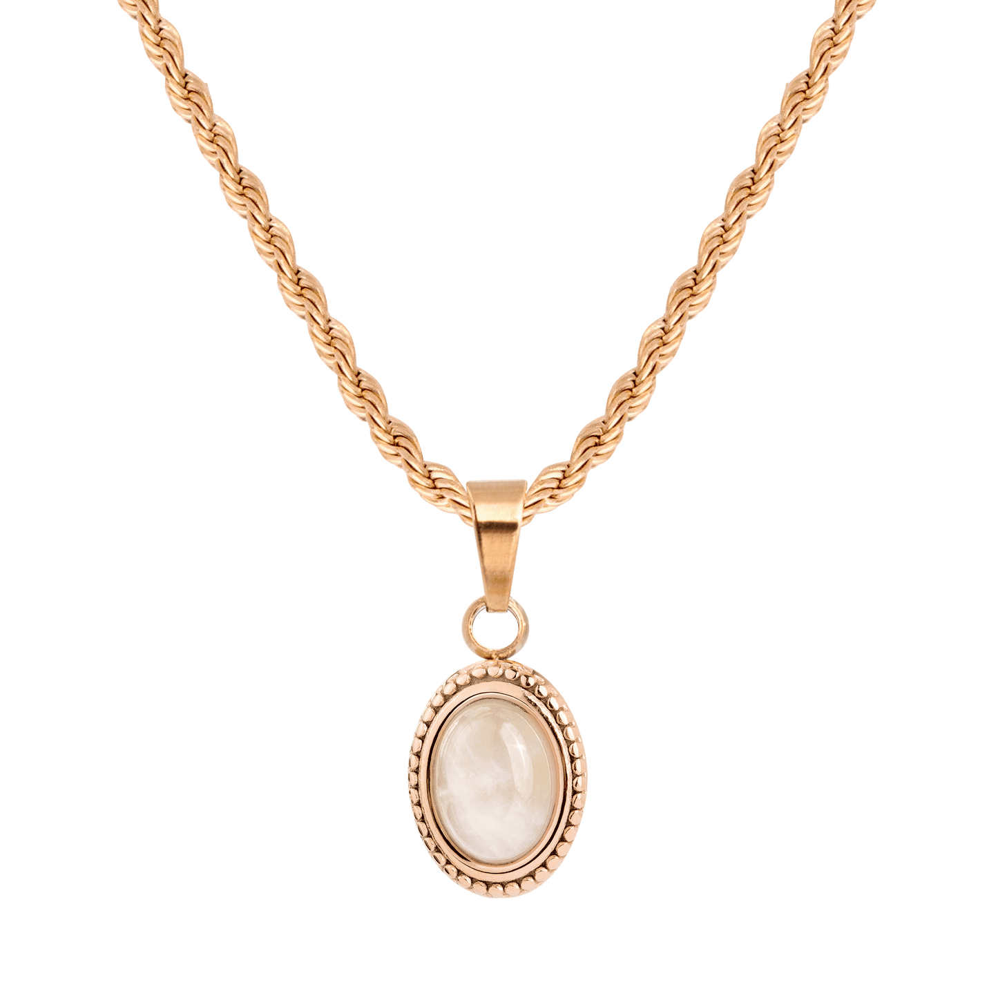 Blush Quartz Necklace Rose Gold