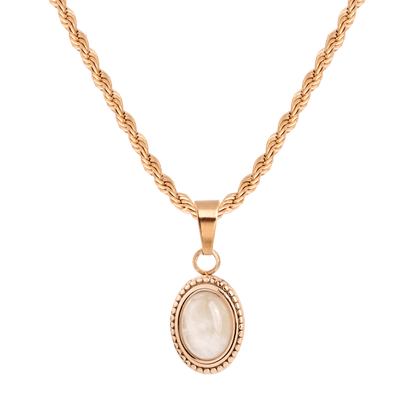 Blush Quartz Necklace Rose Gold