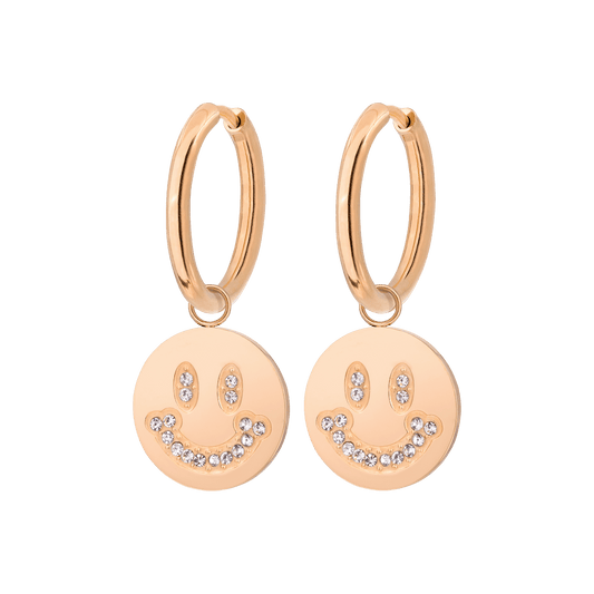 Dazzling Smile Hoop Set Medium Rose Gold