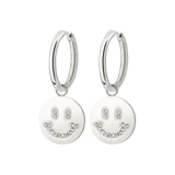 Dazzling Smile Hoop Set Medium Silver