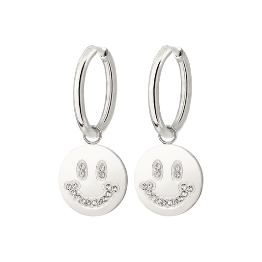 Dazzling Smile Hoop Set Medium Silver
