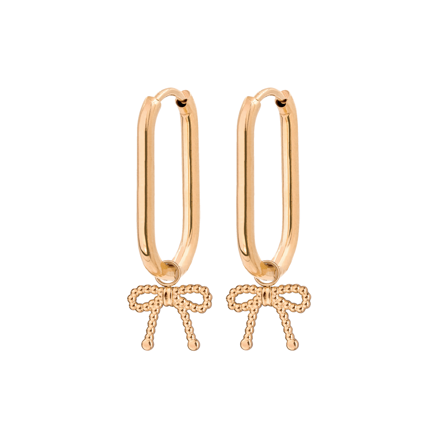 Dotted Ribbon Oval Hoop Set Small Rose Gold