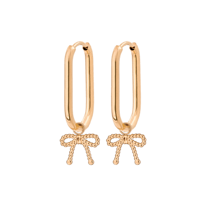 Dotted Ribbon Oval Hoop Set Small Rose Gold