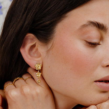 Floral Trinity Earrings Gold