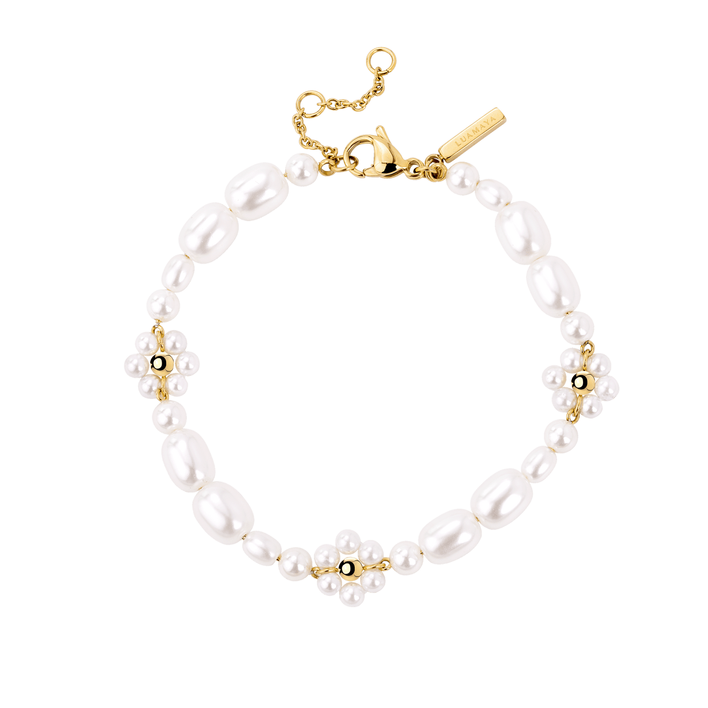 Flowery Pearls Bracelet Gold